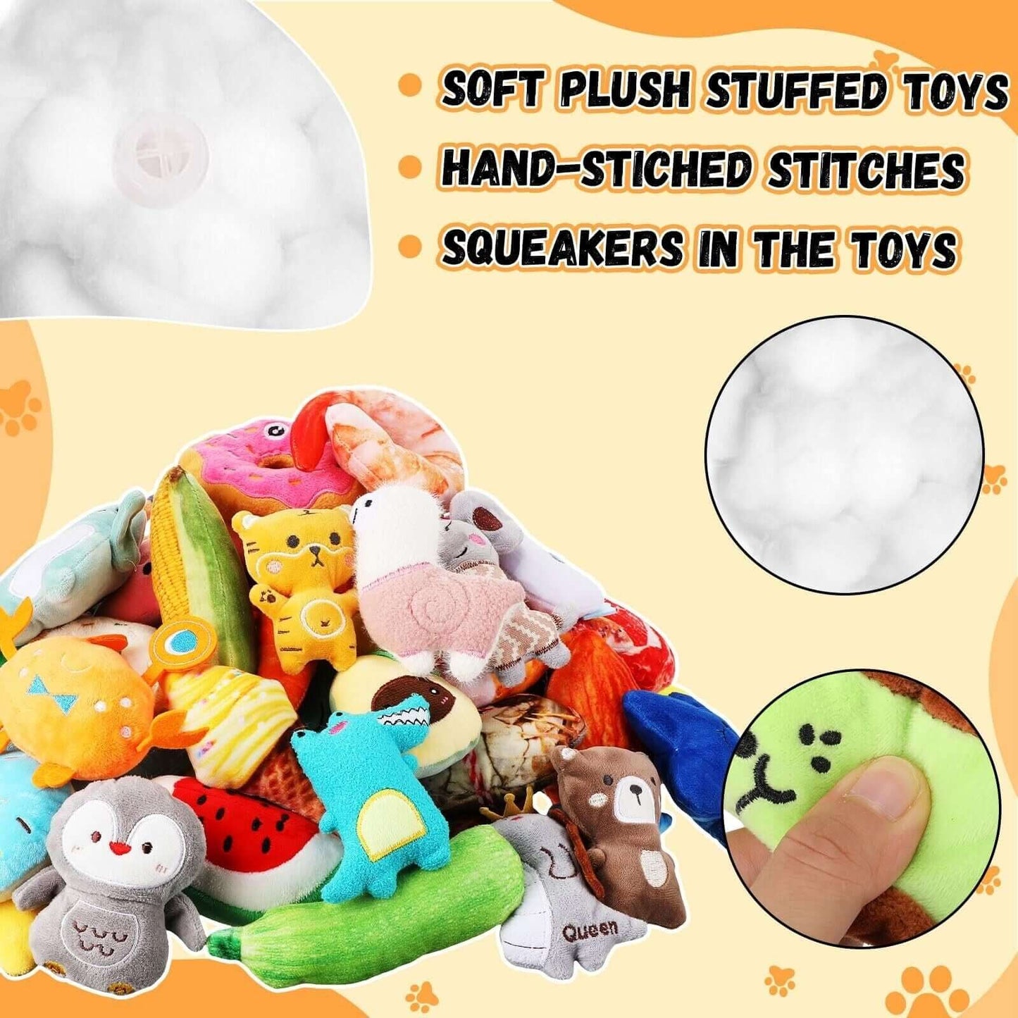 120 Pack Small Squeaky Dog Toys Bulk for Puppy Small Dogs Pets Cute Plush Stu... - Petopia