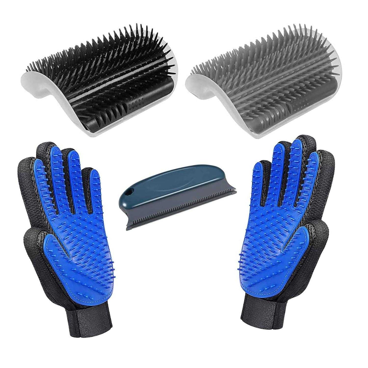 Petopia 5 Pack Cat Groomer Brush Set, Cat Self Groomers Corner Massage Combs with Catnip, Pet Grooming Mitts Brush Gloves for Short Long Fur Cats Puppy, Pet Hair Remover Brush Lint Remover