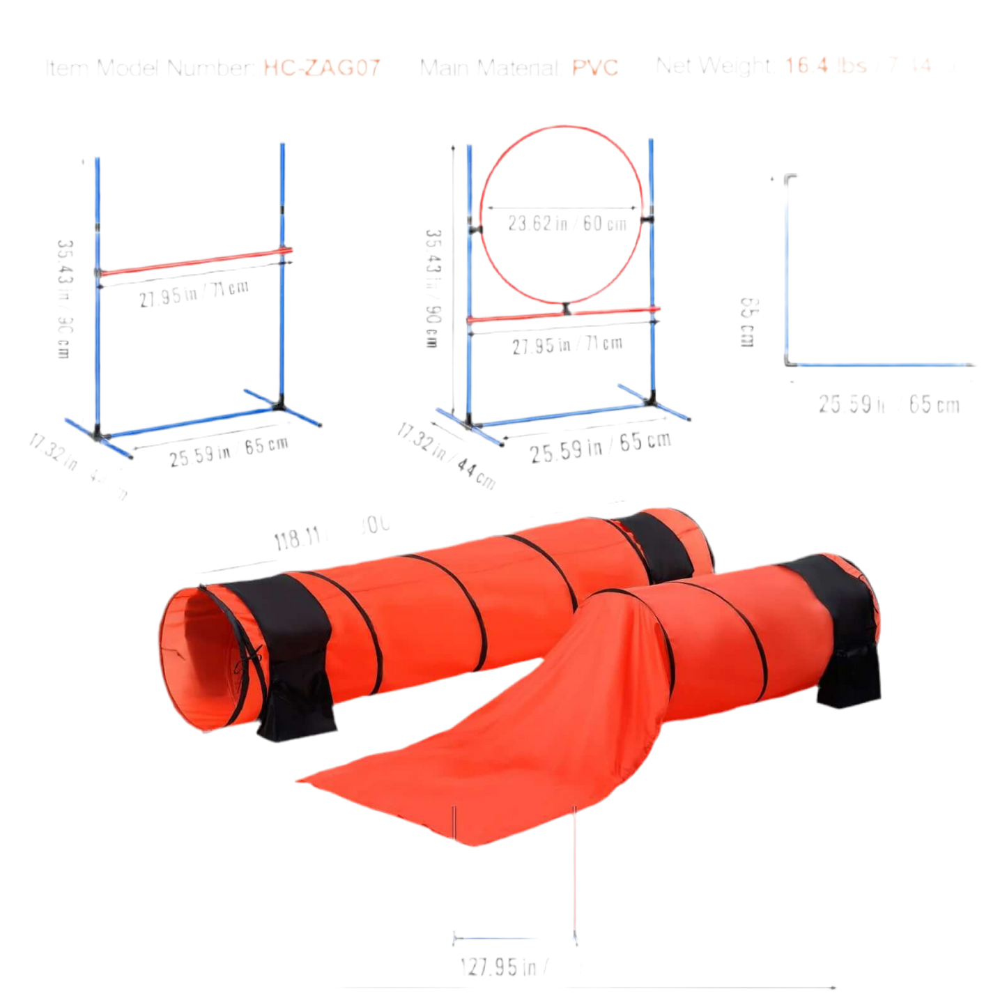 VEVOR Dog Agility Training Equipment 7 PCS Set Upgrade W/ Hurdles 2 Tunnels Ring