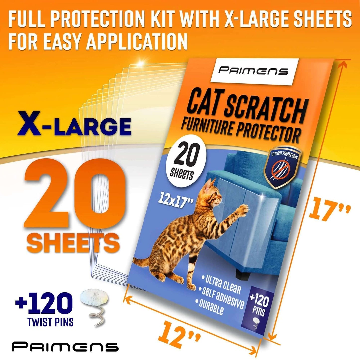Heavy Duty Cat Scratch Deterrent Furniture Protectors for Sofa Clear 20 Sheets - Petopia