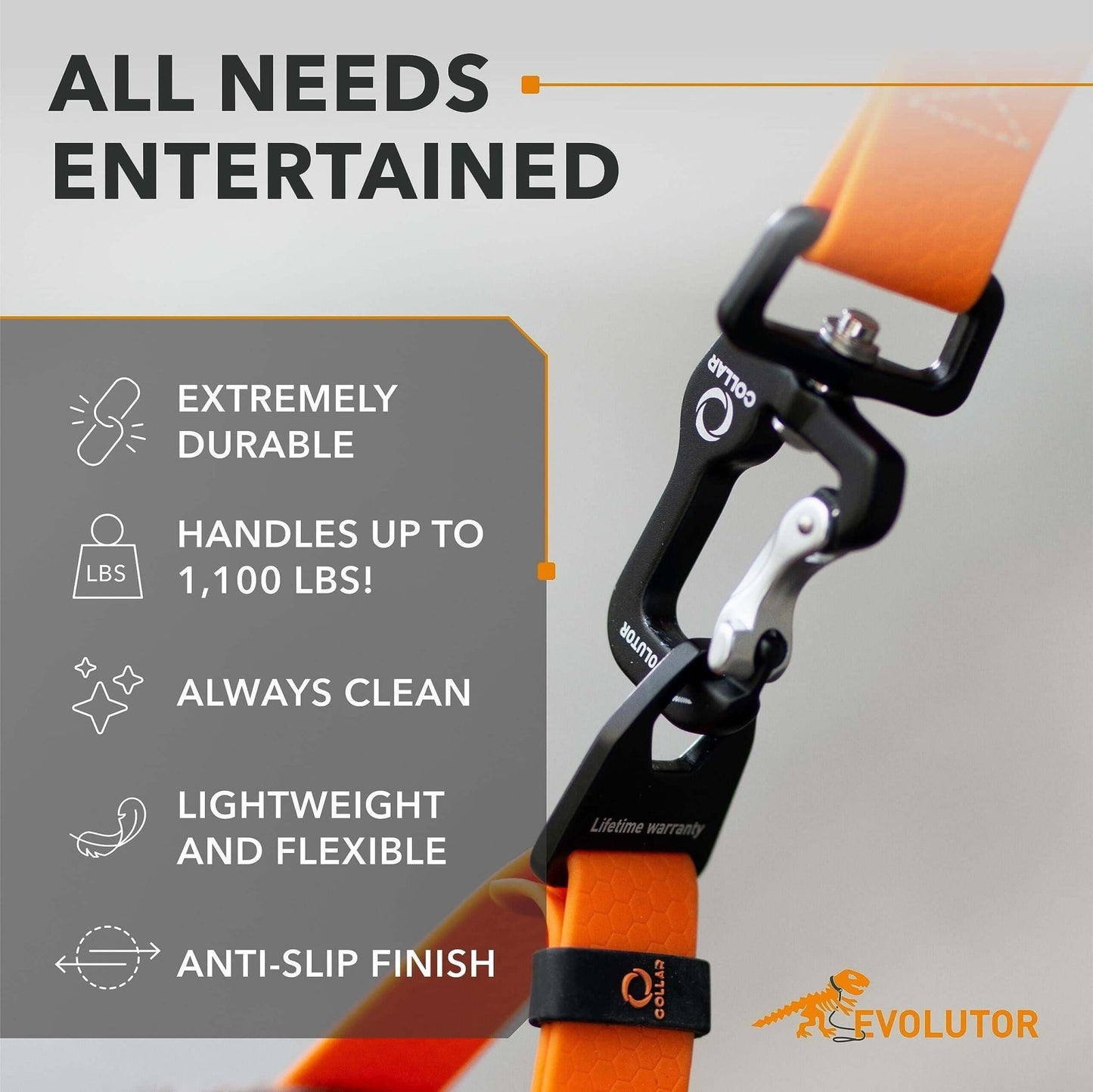 Orange Evolutor Extra Heavy Duty Dog Leash 10 Ft Durable Leash for Large Dogs - Petopia