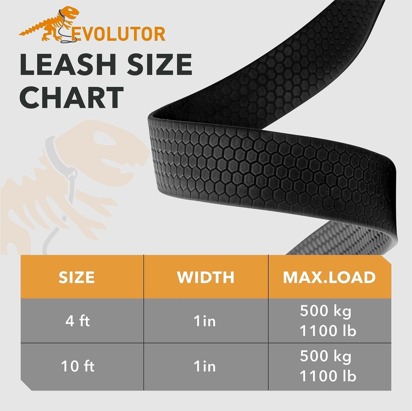 Orange Evolutor Extra Heavy Duty Dog Leash 10 Ft Durable Leash for Large Dogs - Petopia