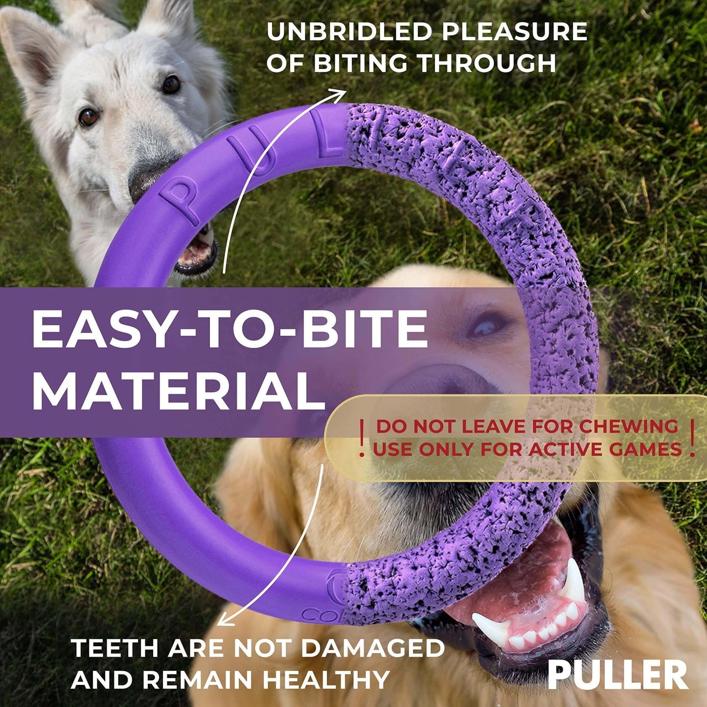 Puller Outdoor Dog Ring Toys Dog Fetch for Large Dogs Standard Size 2 Rings - Petopia