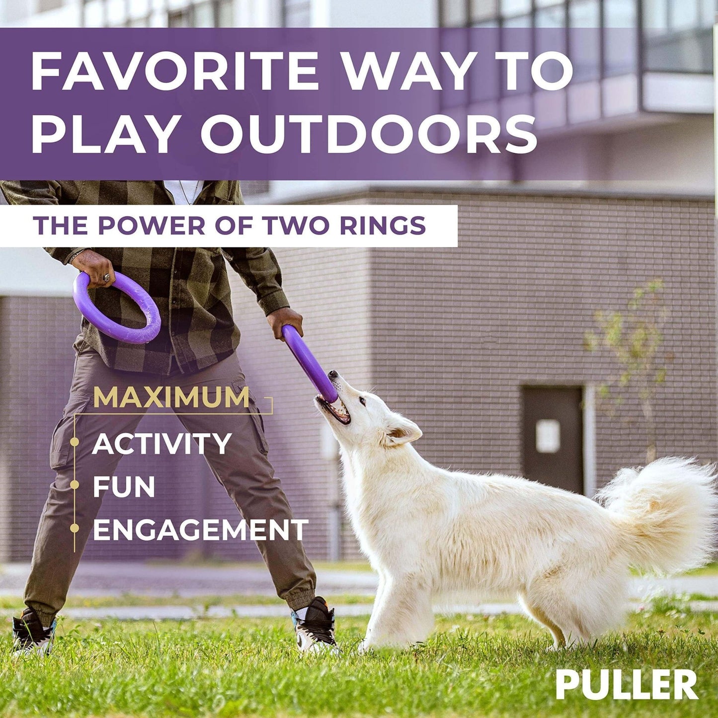 Puller Outdoor Dog Ring Toys Dog Fetch for Large Dogs Standard Size 2 Rings - Petopia