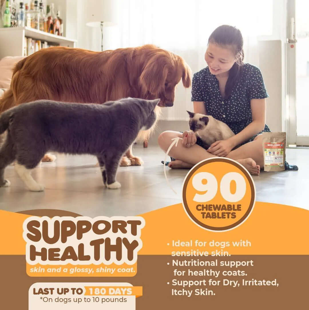 Skin and Coat Supplement with Fish Oil for Dogs Cats Dog Itch Relief With - Petopia