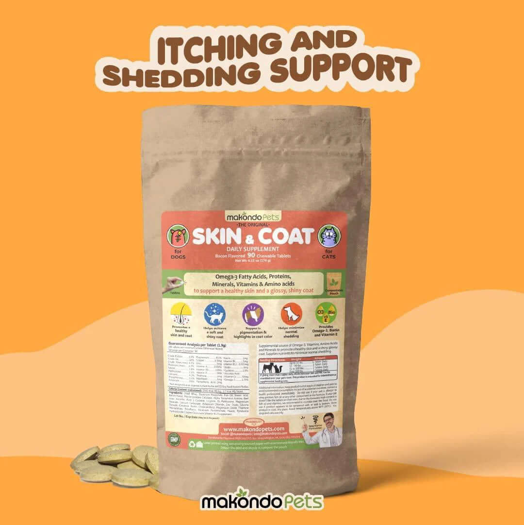 Skin and Coat Supplement with Fish Oil for Dogs Cats Dog Itch Relief With - Petopia