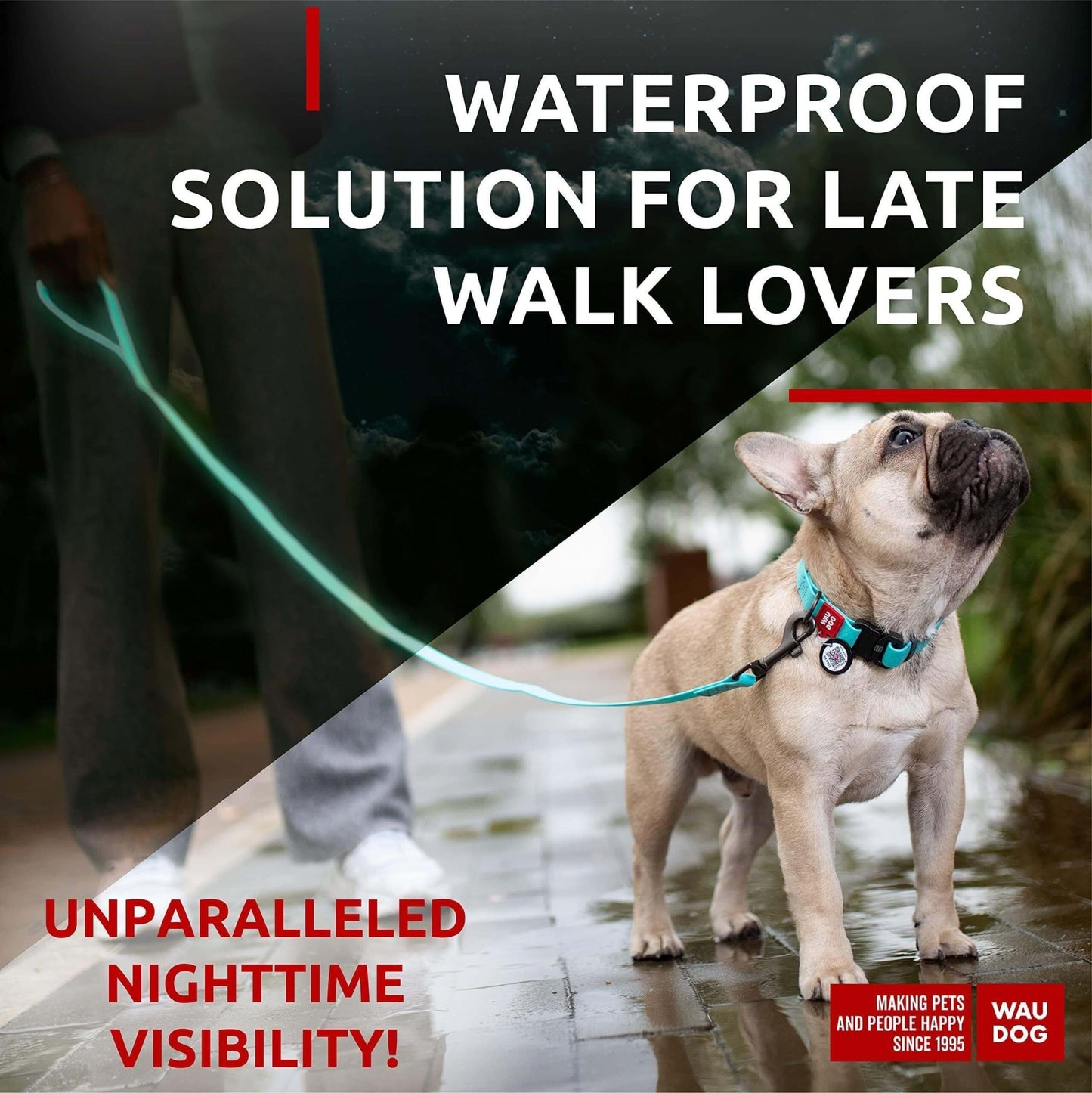 Waterproof Dog Leash 6 Ft anti Slip Dog Leash for Medium Small Dogs Glow Dark - Petopia