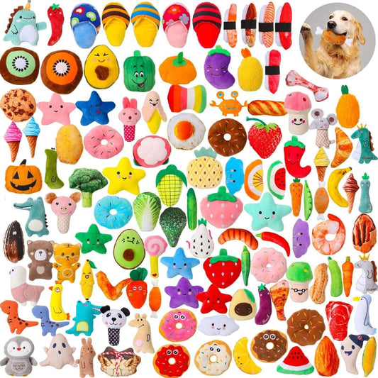 120 Pack Small Squeaky Dog Toys Bulk for Puppy Small Dogs Pets Cute Plush Stu... - Petopia