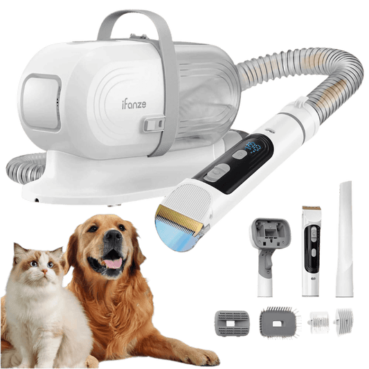 14Kpa Dog Grooming Kit & Vacuum – 2.5L Pet Hair Suction, 99% Hair Removal, 3 Suction Modes, 5 - in - 1 Grooming Tools – Low Noise Clipper for Dogs & Cats – White - Petopia