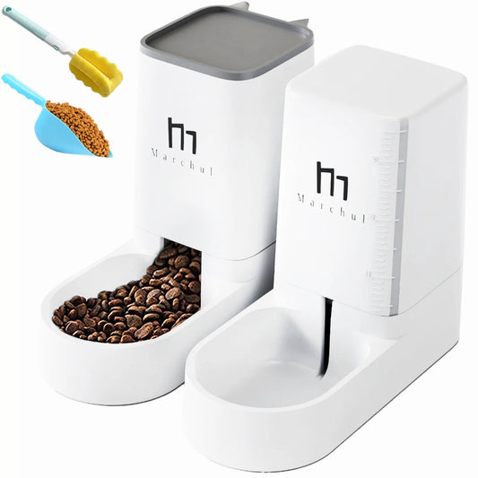 Cat Dog Waterer Set - Automatic Feeder & Water Dispenser with 4.63Lb Food Capacity & 1 Gallon Water - Petopia