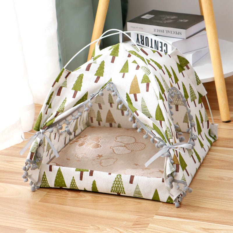 Cozy Cat Bed - Waterproof Pet Haven for Small & Medium Pets in Light/Dark Green - Petopia