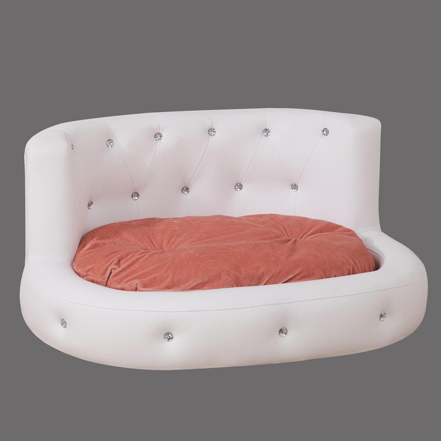 Dog Sofas and Chairs with PU Leather, Wooden Frame Cat Sofa Chair,Dog Bed with S - Petopia