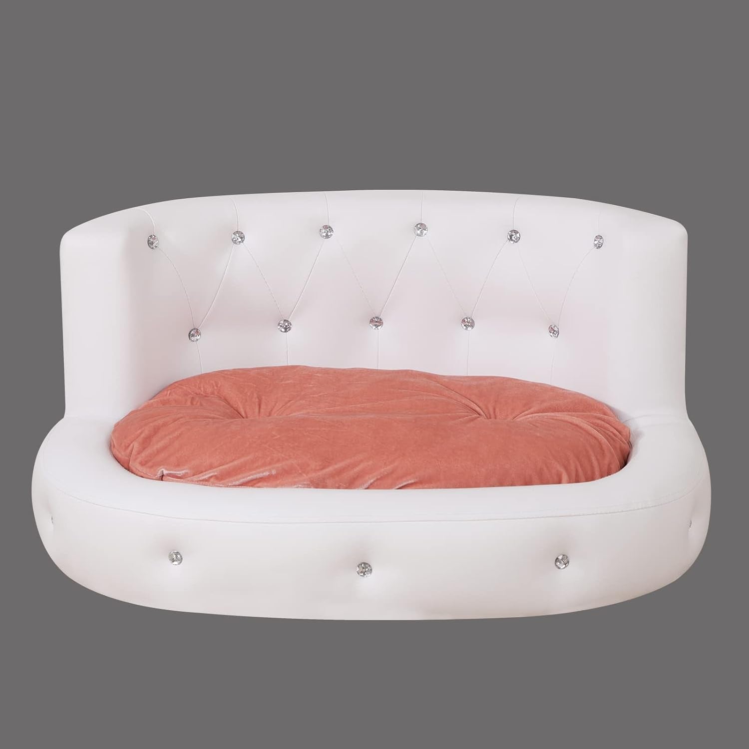 Dog Sofas and Chairs with PU Leather, Wooden Frame Cat Sofa Chair,Dog Bed with S - Petopia