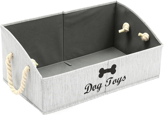 Large Dog Toy Bin Puppy Shallow Toy Baskets Dog Toy Storage Perfect for Living Room Playroom Closet Home Organization - Grey - Petopia