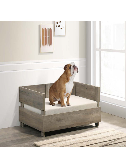 Rustic Grey 36" Wide Modern Comfy Pet Bed with Cushion - Petopia