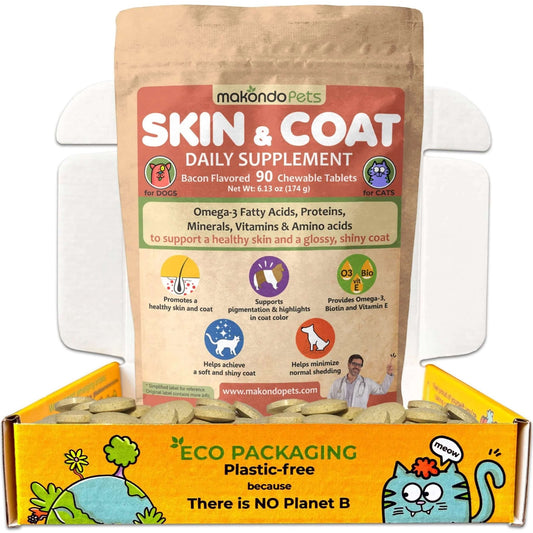 Skin and Coat Supplement with Fish Oil for Dogs Cats Dog Itch Relief With - Petopia