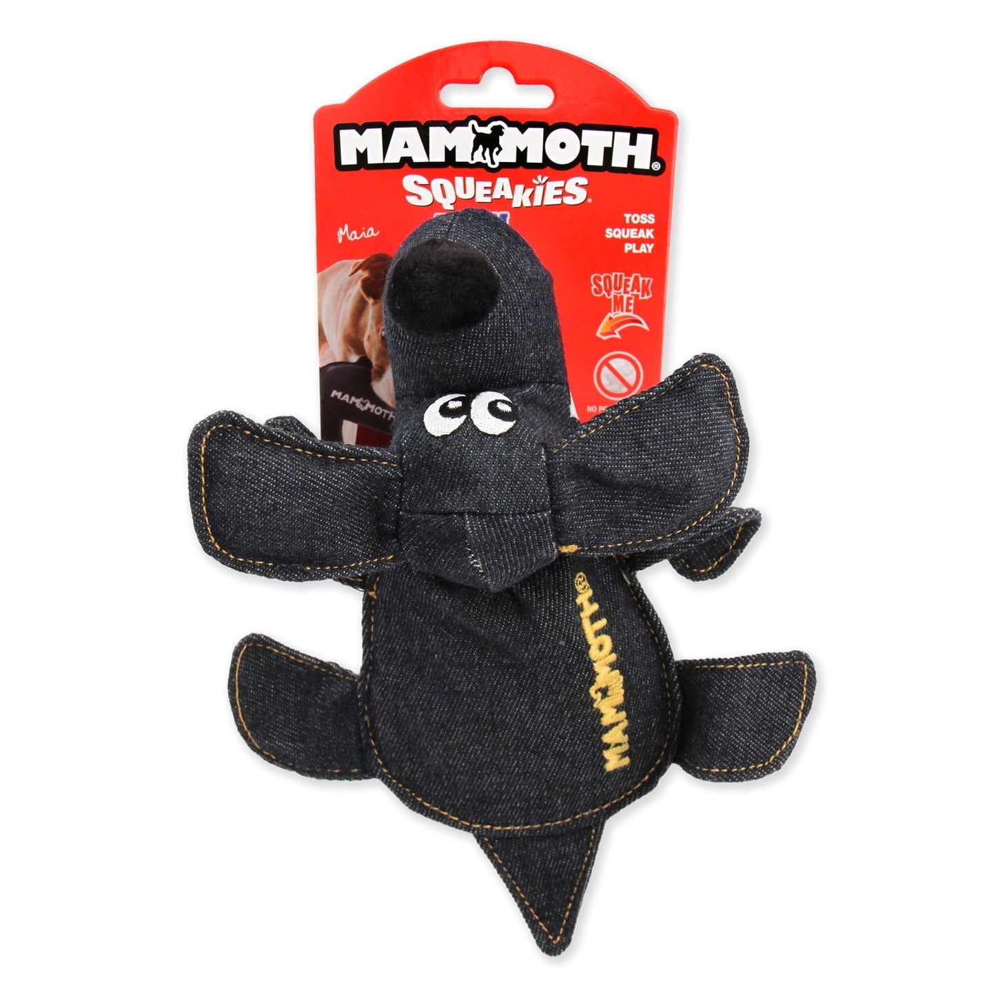 Squeakies Dog - Shaped Vintage Denim with Lambswool Plush Dog Toy, Small, 8" - Petopia