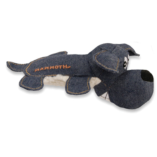 Squeakies Dog - Shaped Vintage Denim with Lambswool Plush Dog Toy, Small, 8" - Petopia